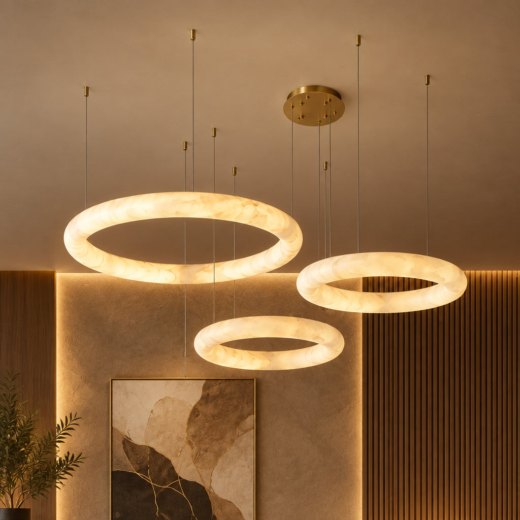 Civi Spanish Alabaster Ring Chandelier - Lumovique