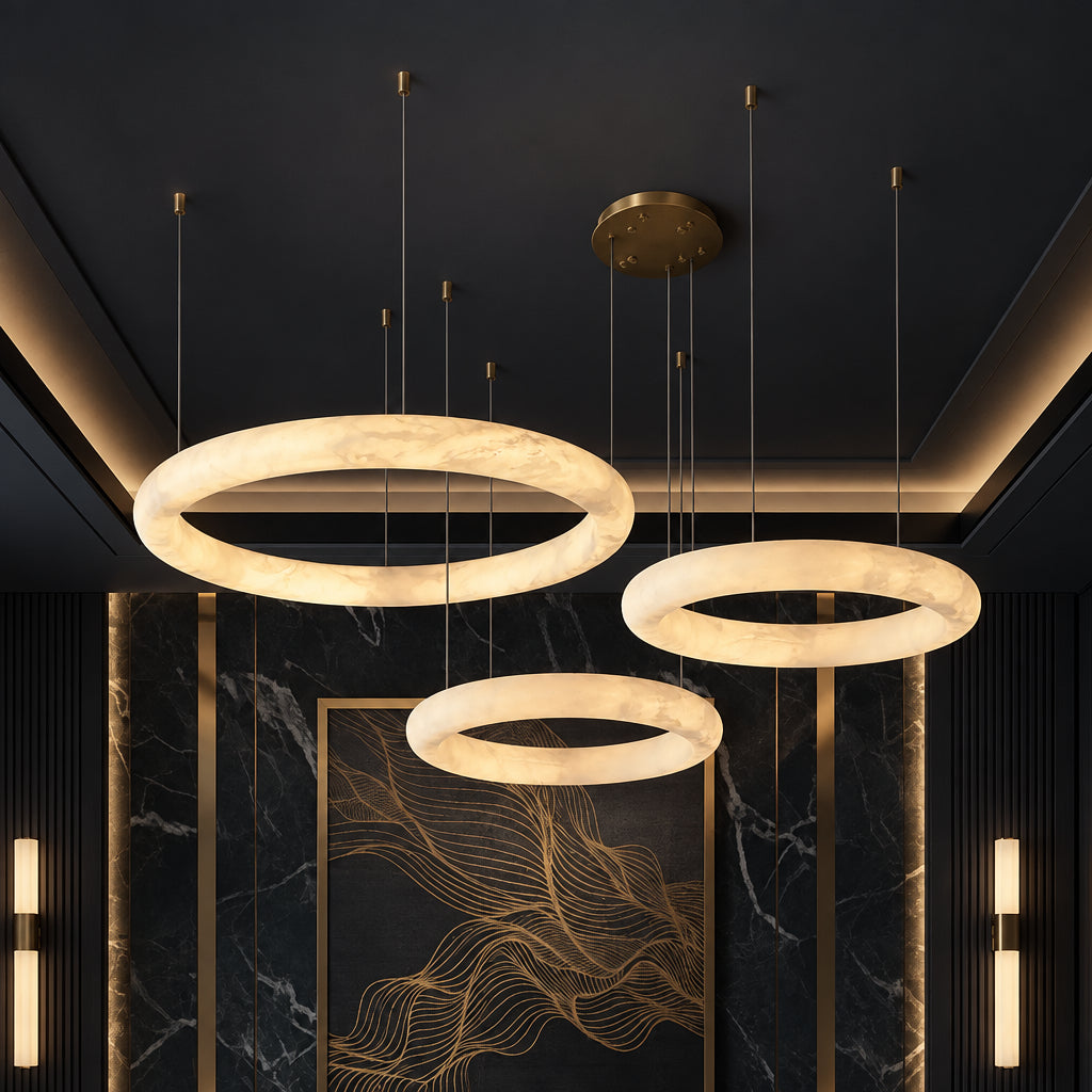 Civi Spanish Alabaster Ring Chandelier - Lumovique