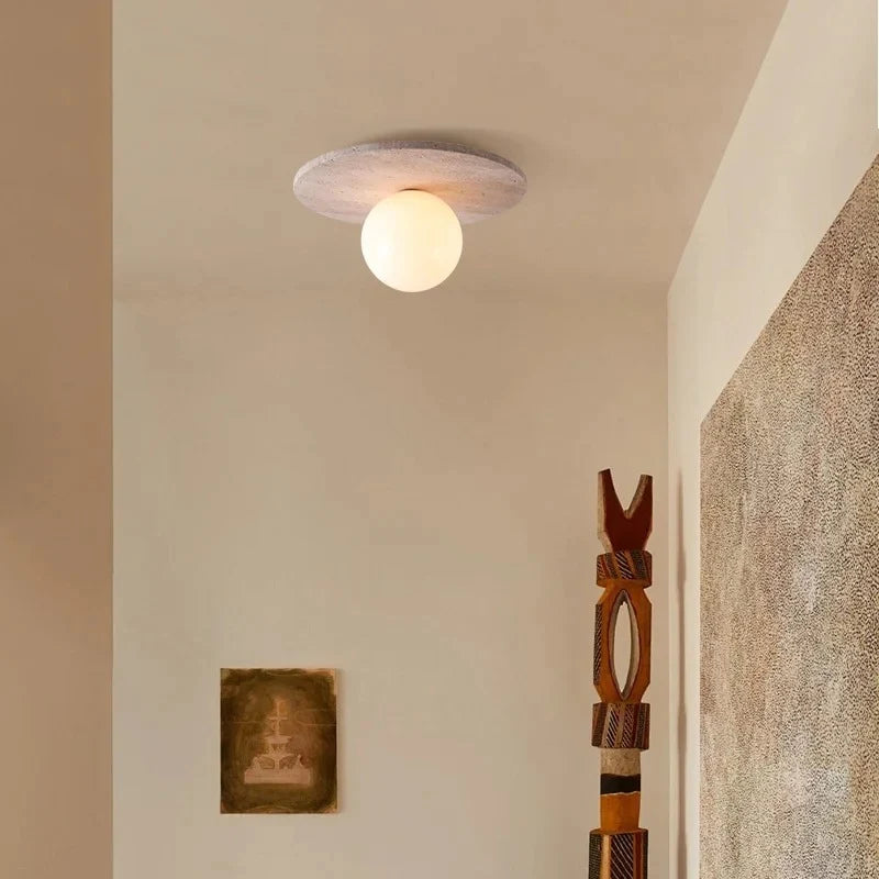 Faro Wabi Sabi Travertine Flush Mount Ceiling Light - Lumovique