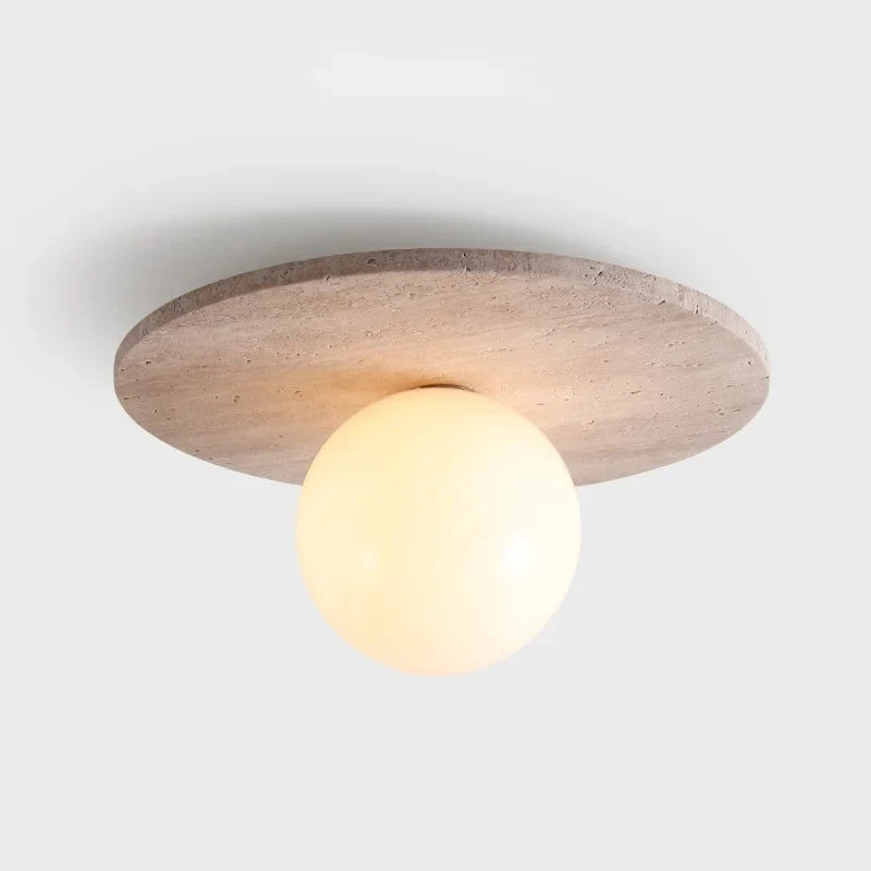 Faro Wabi Sabi Travertine Flush Mount Ceiling Light - Lumovique