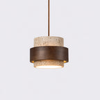 Vyli Wabi Sabi Travertine Wood Pendant Light - Lumovique