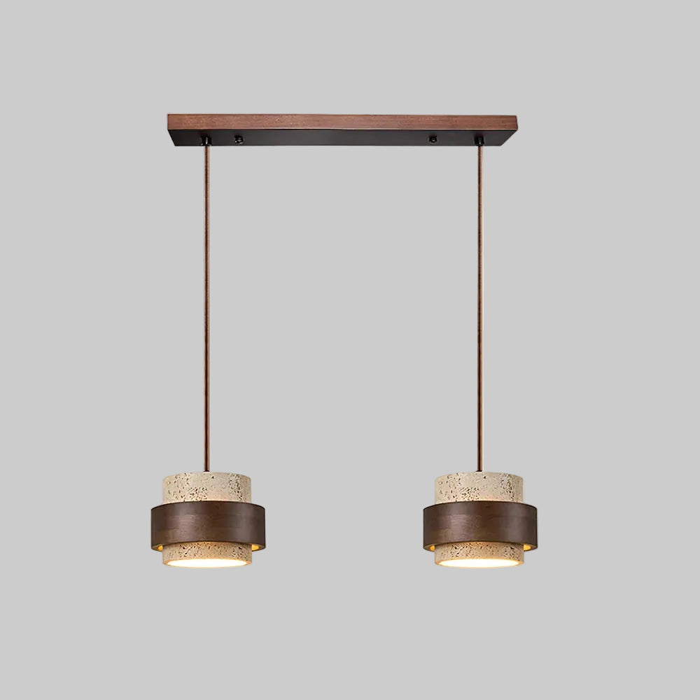 Vyli Wabi Sabi Travertine Wood Pendant Light - Lumovique