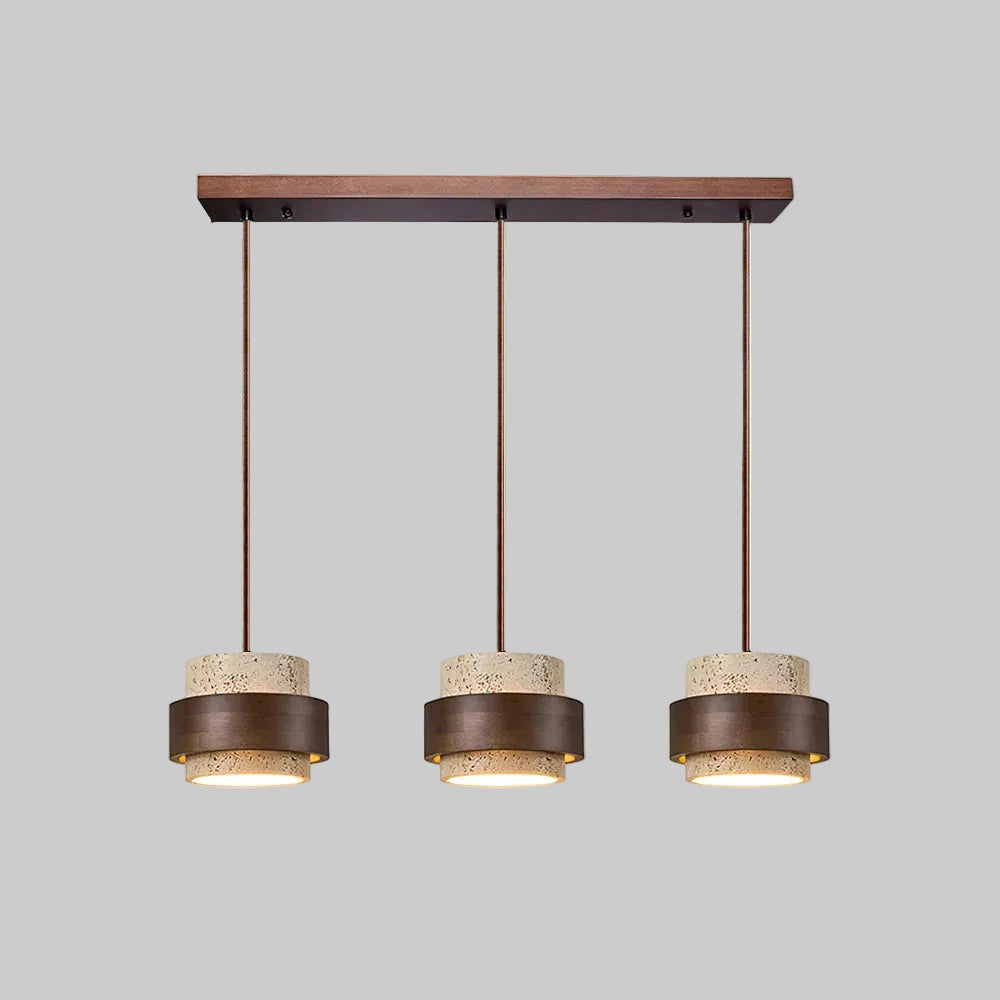 Vyli Wabi Sabi Travertine Wood Pendant Light - Lumovique