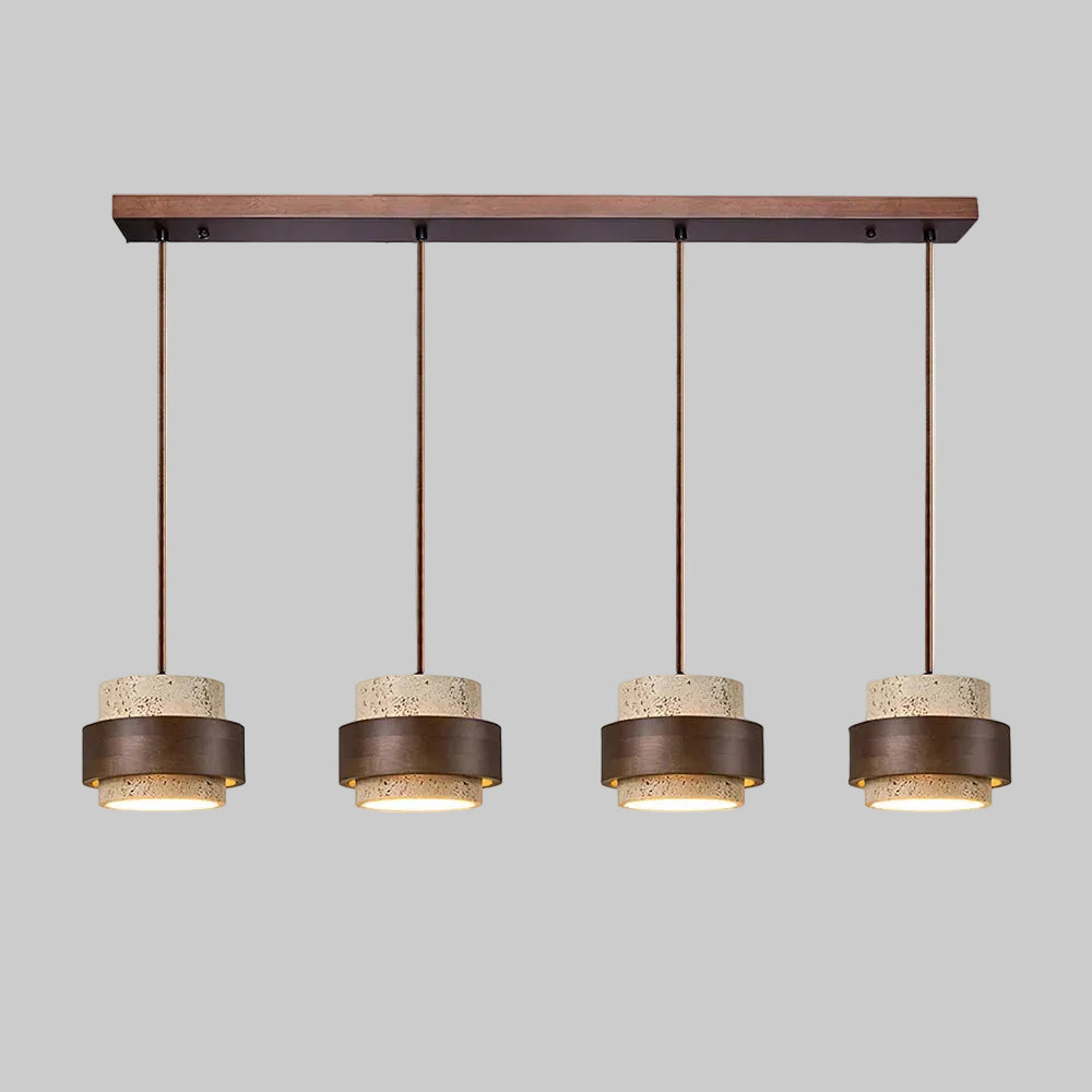 Vyli Wabi Sabi Travertine Wood Pendant Light - Lumovique