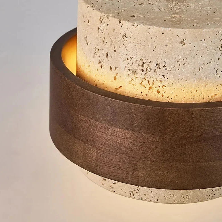 Vyli Wabi Sabi Travertine Wood Pendant Light - Lumovique