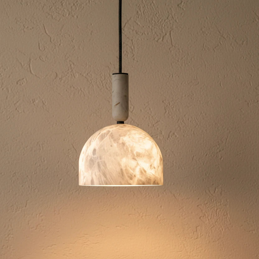 Valo Mid Century Alabaster Dome Pendant Light - Lumovique