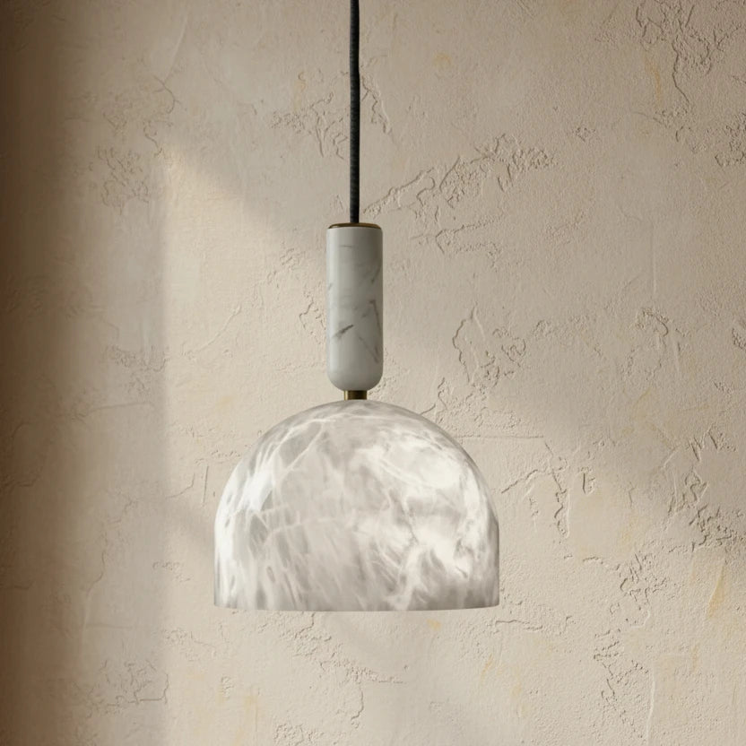 Valo Mid Century Alabaster Dome Pendant Light - Lumovique