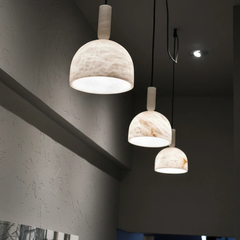 Valo Mid Century Alabaster Dome Pendant Light - Lumovique