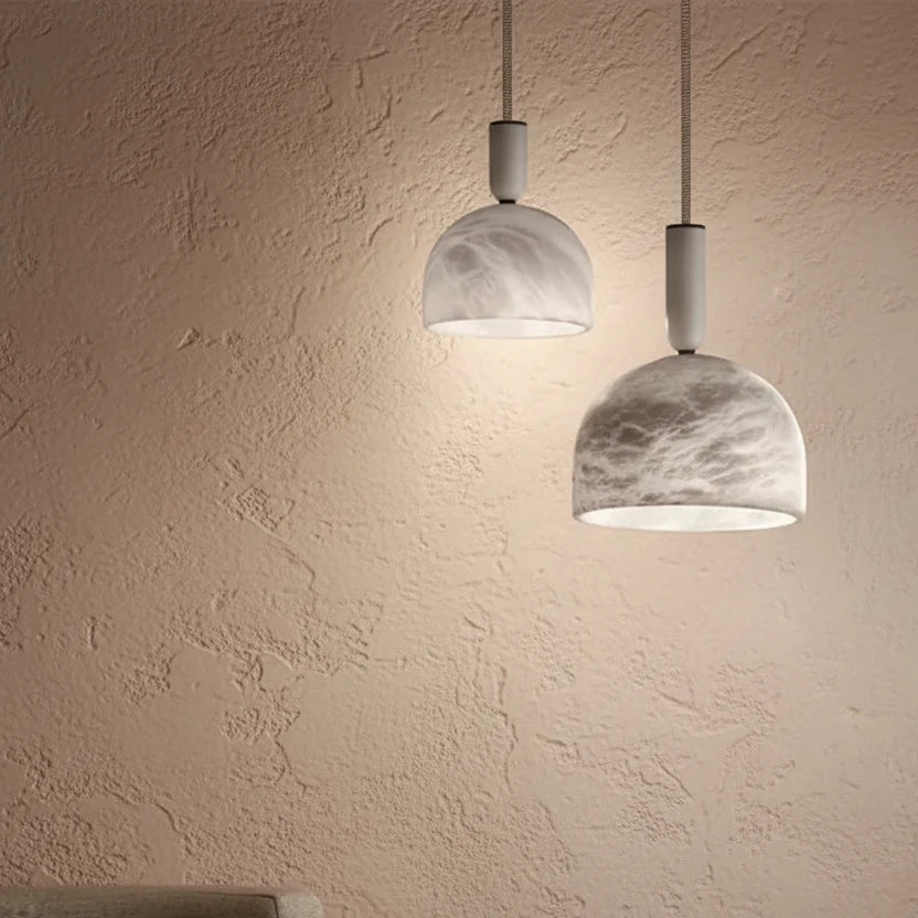 Valo Mid Century Alabaster Dome Pendant Light - Lumovique