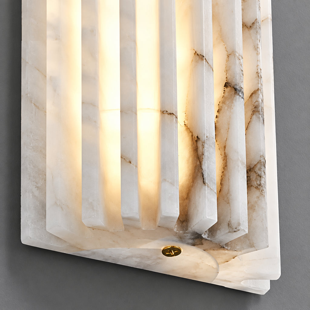 Nuse Art Deco Alabaster Fluted Wall Sconce - Lumovique