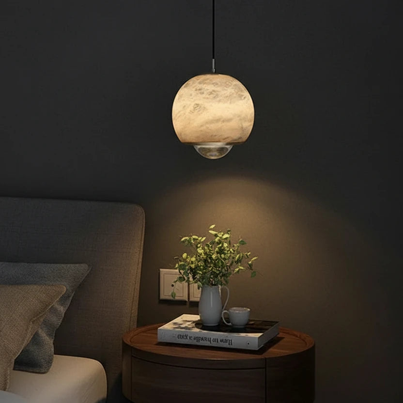 Xevi Mid Century Alabaster Globe Pendant Light - Lumovique