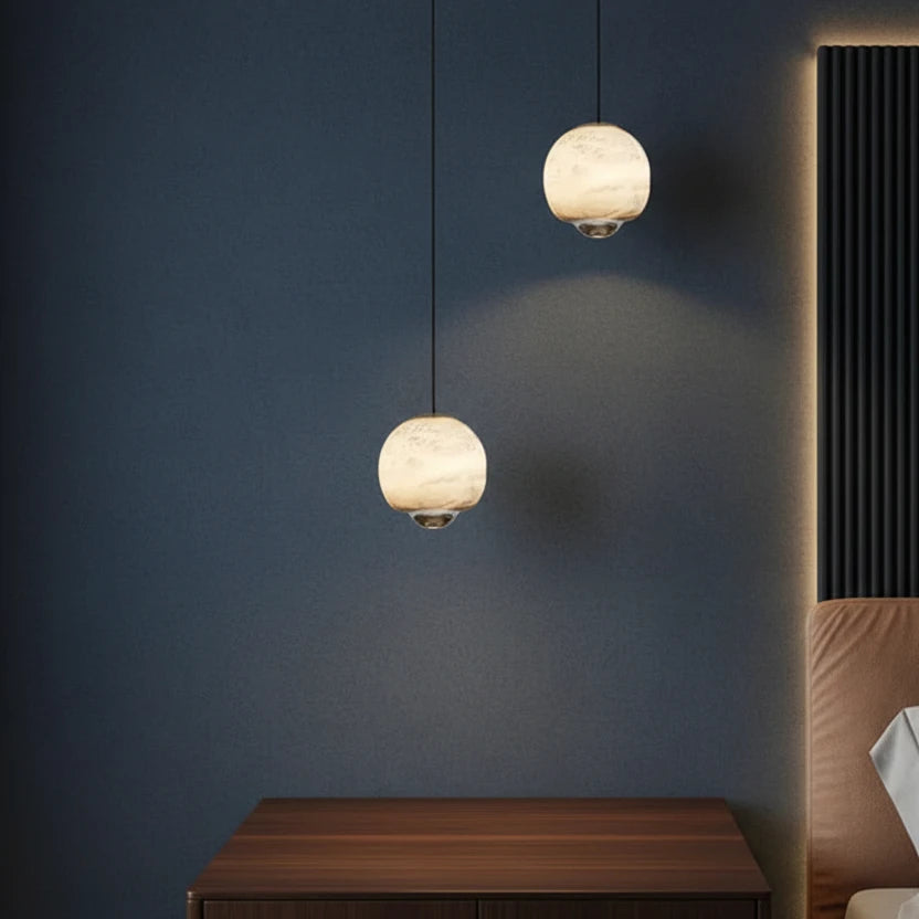 Xevi Mid Century Alabaster Globe Pendant Light - Lumovique