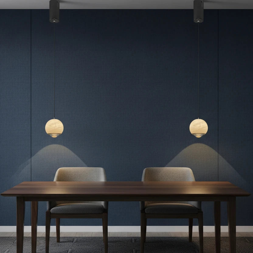 Xevi Mid Century Alabaster Globe Pendant Light - Lumovique