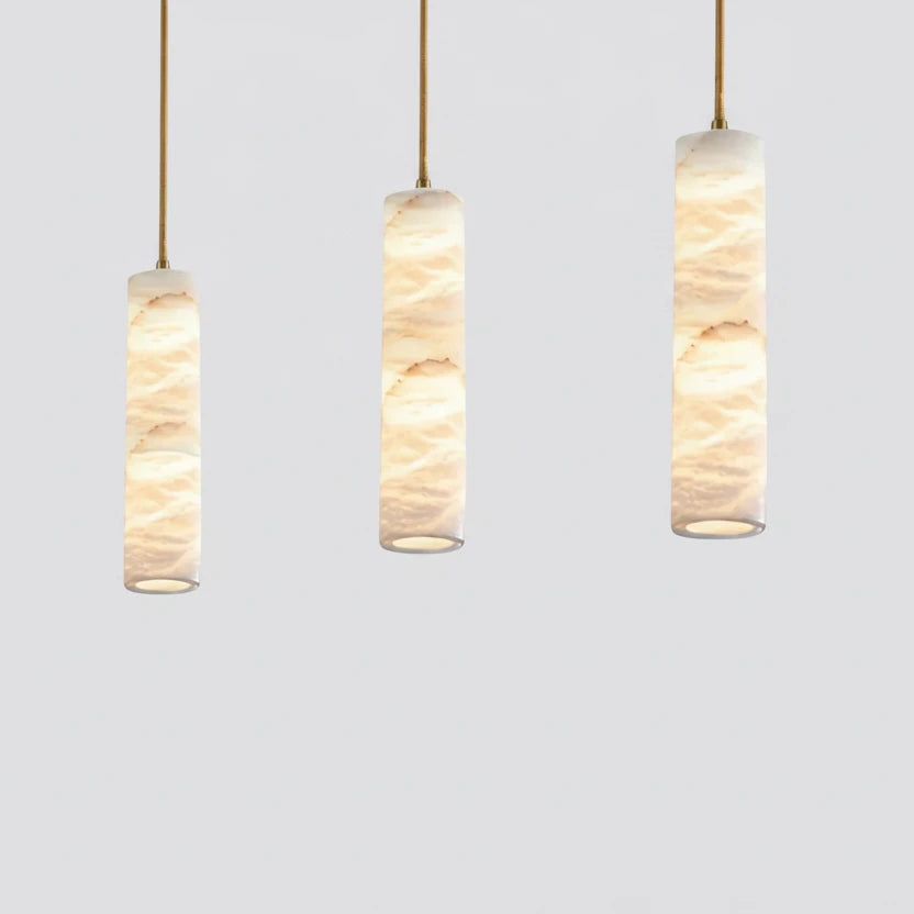 Zora Japandi Alabaster Long Tube Pendant Light - Lumovique