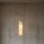 Zora Japandi Alabaster Long Tube Pendant Light - Lumovique