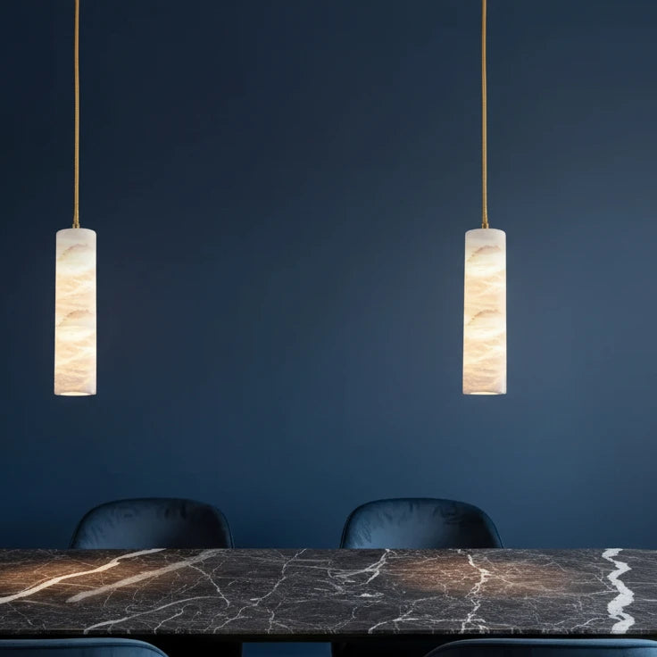 Zora Japandi Alabaster Long Tube Pendant Light - Lumovique