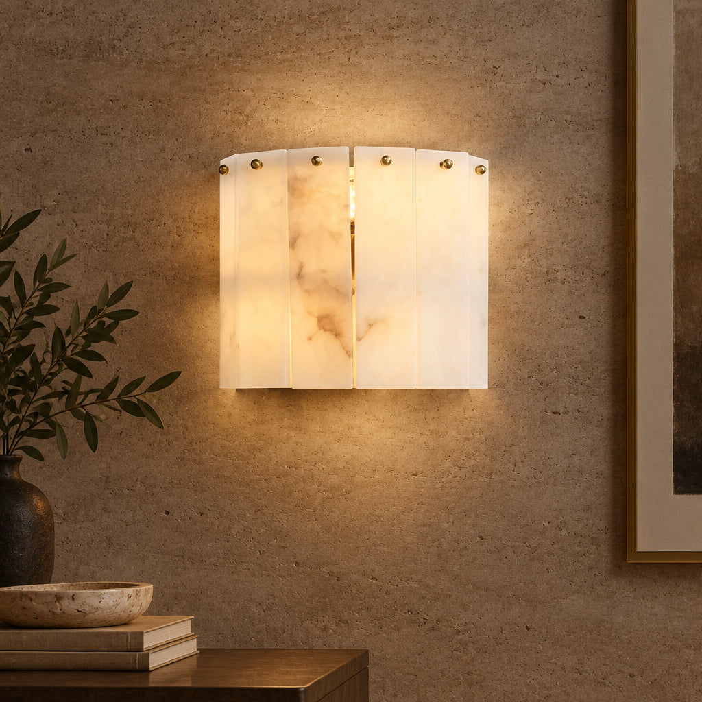 Zorin Spanish Alabaster Curved Wall Sconce - Lumovique