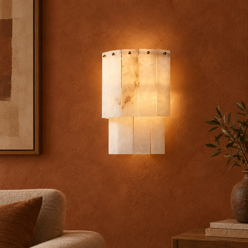 Zorin Spanish Alabaster Curved Wall Sconce - Lumovique