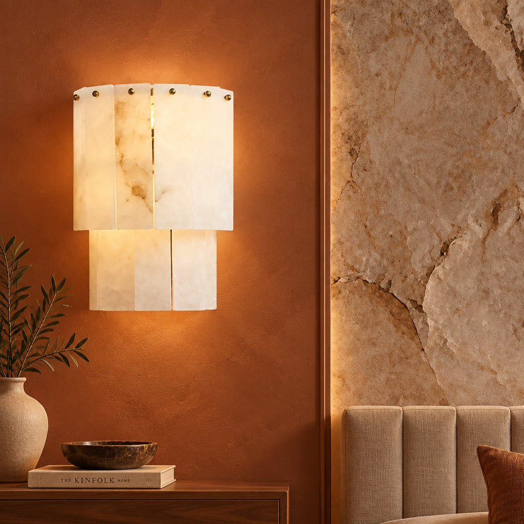 Zorin Spanish Alabaster Curved Wall Sconce - Lumovique