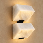 Zele Minimalist Alabaster Geometric Wall Sconce - Lumovique