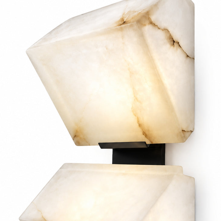 Zele Minimalist Alabaster Geometric Wall Sconce - Lumovique