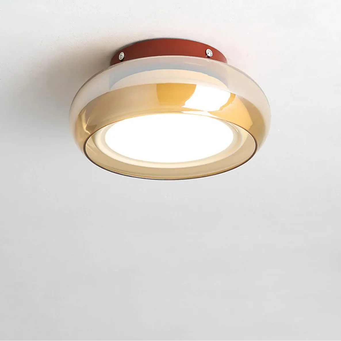 Fela Mid Century Amber Glass Flush Mount Ceiling Light - Lumovique