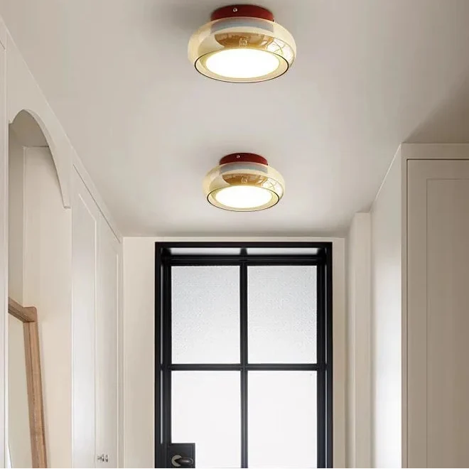 Fela Mid Century Amber Glass Flush Mount Ceiling Light - Lumovique