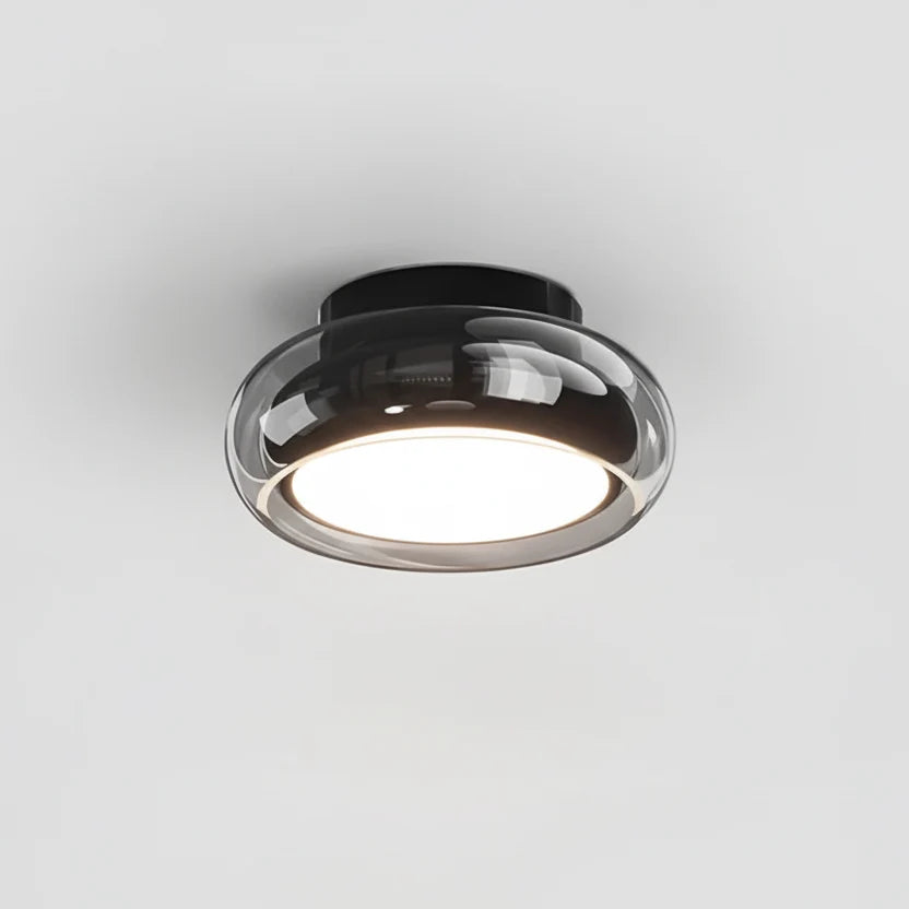 Fela Mid Century Amber Glass Flush Mount Ceiling Light - Lumovique
