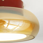 Fela Mid Century Amber Glass Flush Mount Ceiling Light - Lumovique