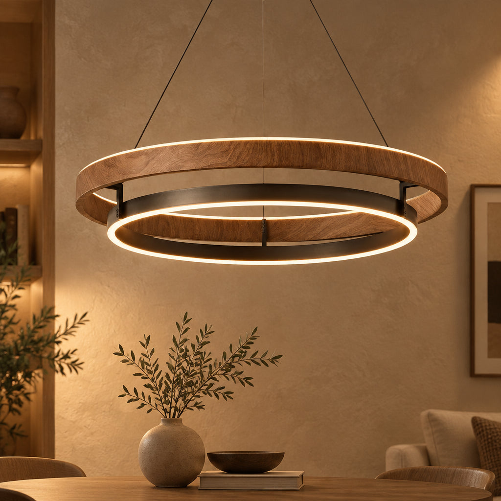Tyva Scandinavian LED Double Ring Chandelier - Lumovique