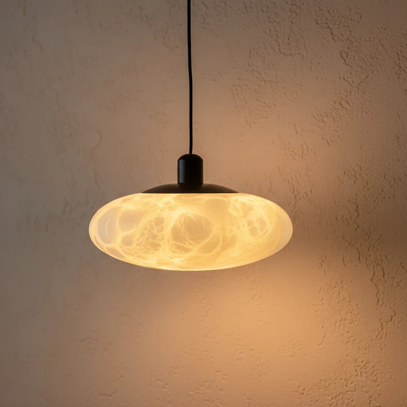 Tyvi Minimalist Alabaster Oval Mini Pendant Light - Lumovique
