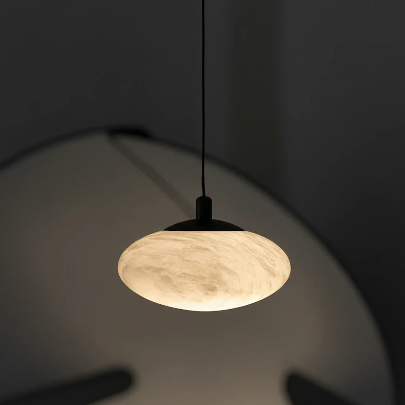 Tyvi Minimalist Alabaster Oval Mini Pendant Light - Lumovique