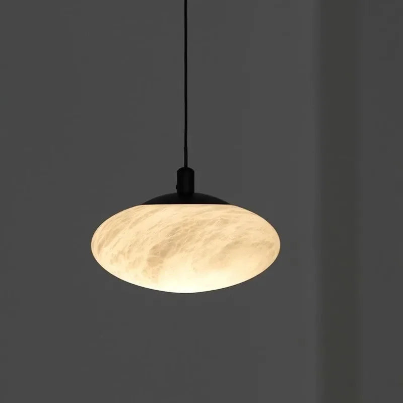 Tyvi Minimalist Alabaster Oval Mini Pendant Light - Lumovique