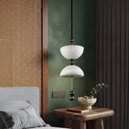 Luvia Mid Century Alabaster Double Dome Pendant Light - Lumovique