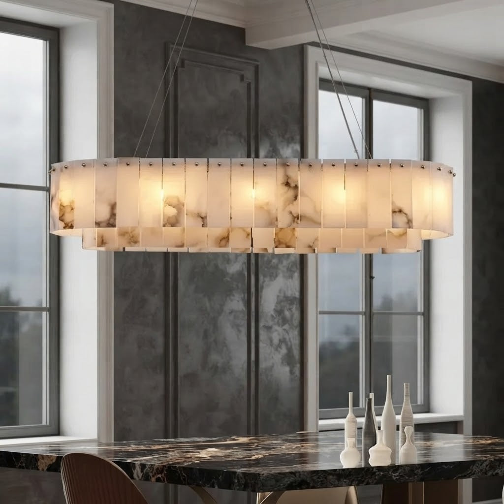 Covi Spanish Alabaster Oval Tiered Chandelier - Lumovique