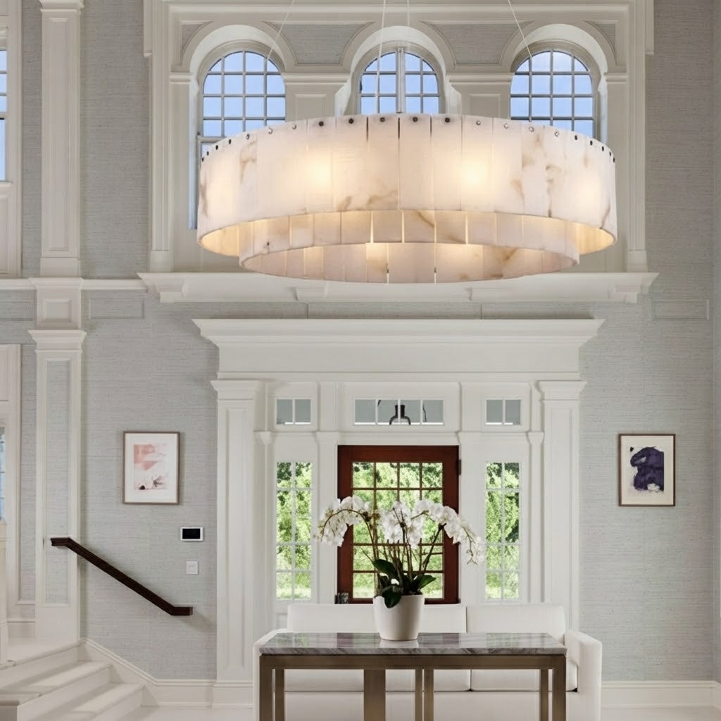 Dely Spanish Alabaster Drum Chandelier - Lumovique