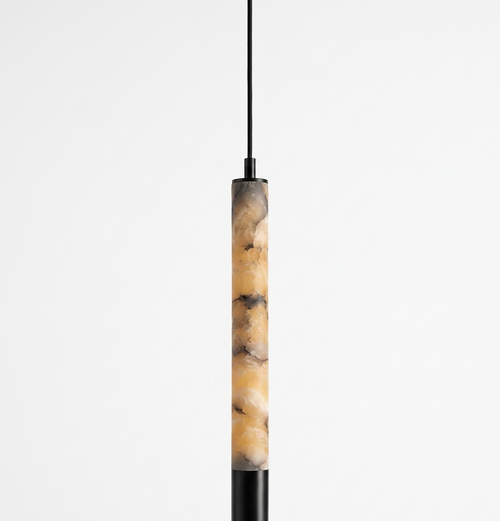 Brenu Alabaster Cylinder Pendant Light with Integrated LED and Downward Spotlight - Lumovique