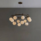 Cazen Mid Century Alabaster Globe Ring Chandelier - Lumovique
