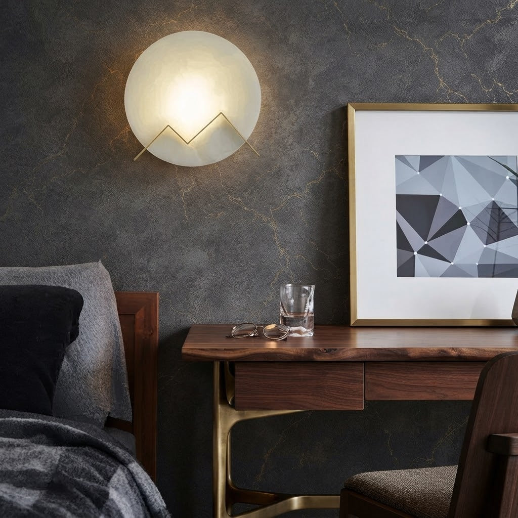 Vizo Spanish Alabaster Moon Wall Sconce - Lumovique