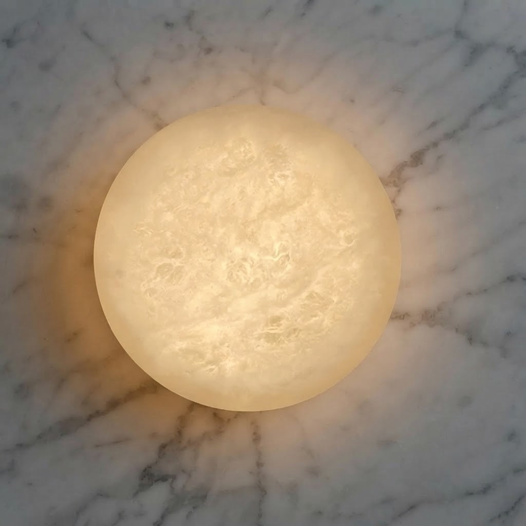 Kyvo Italian Alabaster Moon Wall Sconce - Lumovique