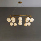 Cazen Mid Century Alabaster Globe Ring Chandelier - Lumovique