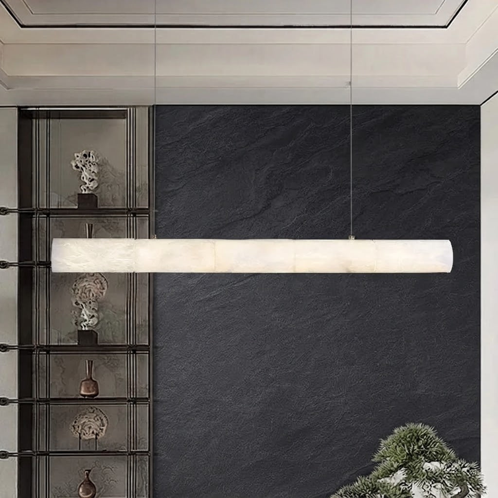 Davu Minimalist Alabaster Tube Linear Chandelier - Lumovique