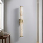 Eluno Mid Century Alabaster Double Cylinder Wall Sconce - Lumovique