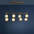 Nere Mid Century Alabaster Globe Linear Chandelier - Lumovique