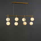 Nere Mid Century Alabaster Globe Linear Chandelier - Lumovique