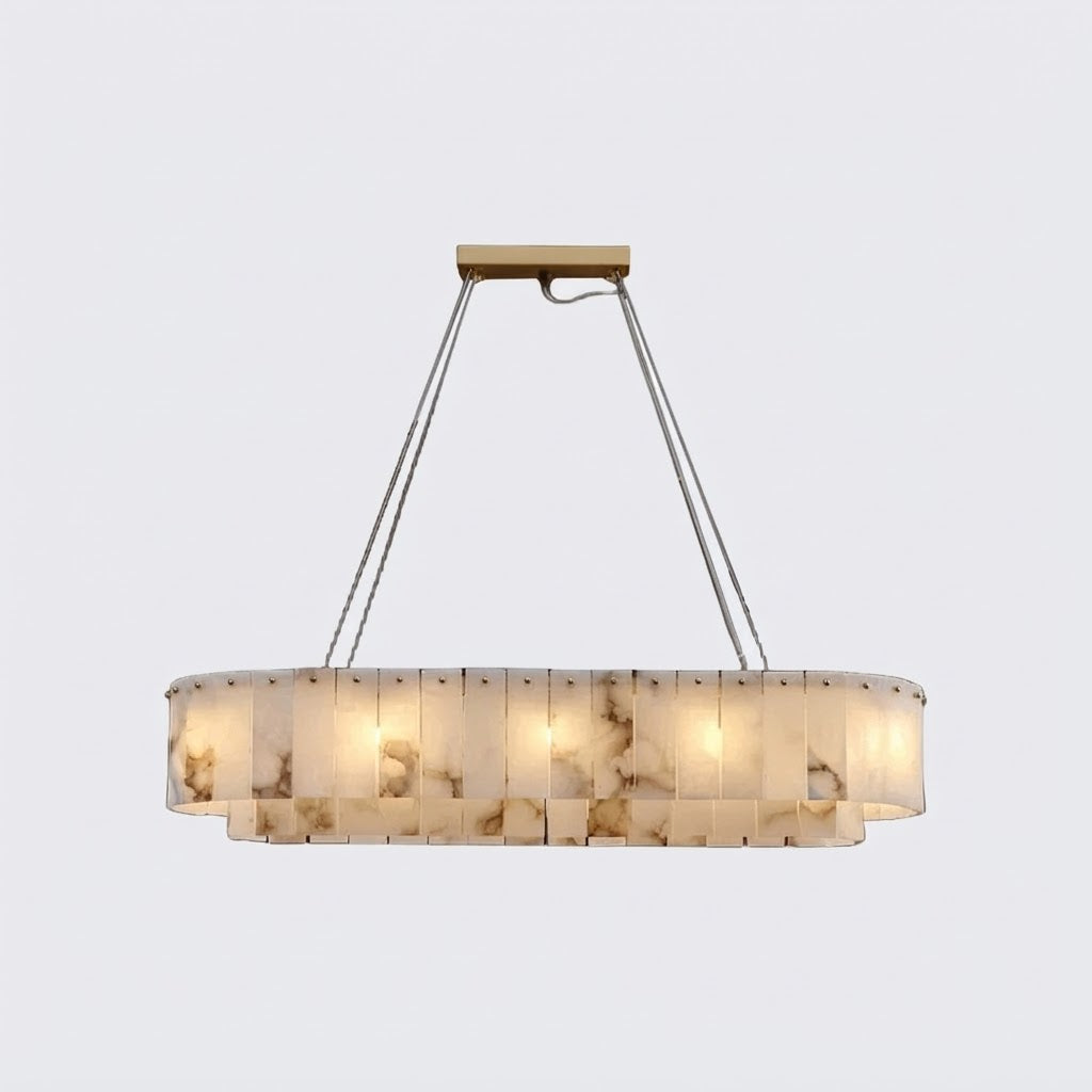Covi Spanish Alabaster Oval Tiered Chandelier - Lumovique