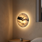 Kolna Japandi Marble Disc Wall Sconce - Lumovique