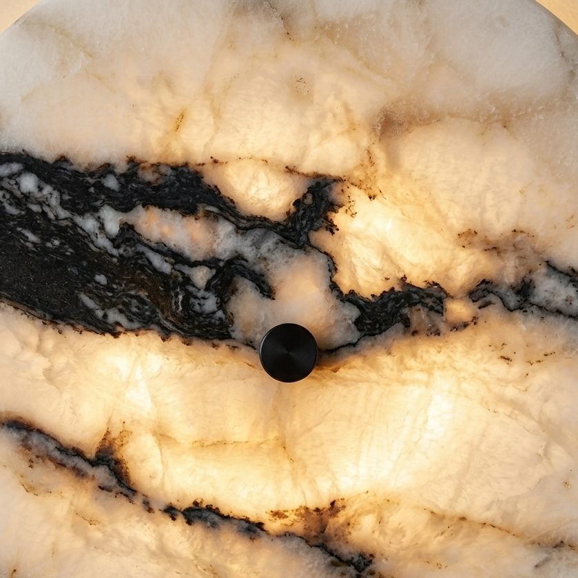 Kolna Japandi Marble Disc Wall Sconce - Lumovique
