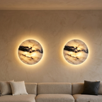 Kolna Japandi Marble Disc Wall Sconce - Lumovique