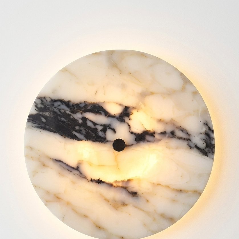 Kolna Japandi Marble Disc Wall Sconce - Lumovique